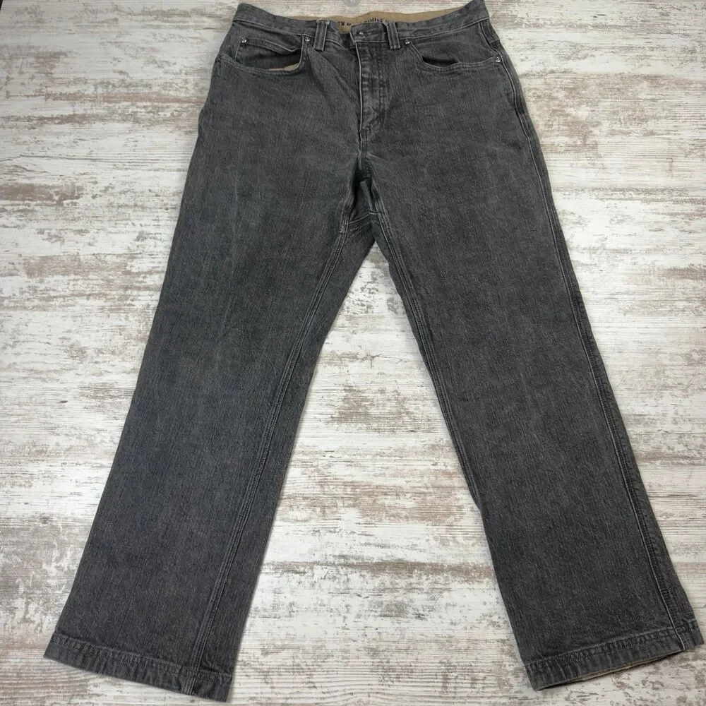 Duluth Trading Flex Ballroom Jeans Mens 32x28.5 Washed Black Stretch Gusseted